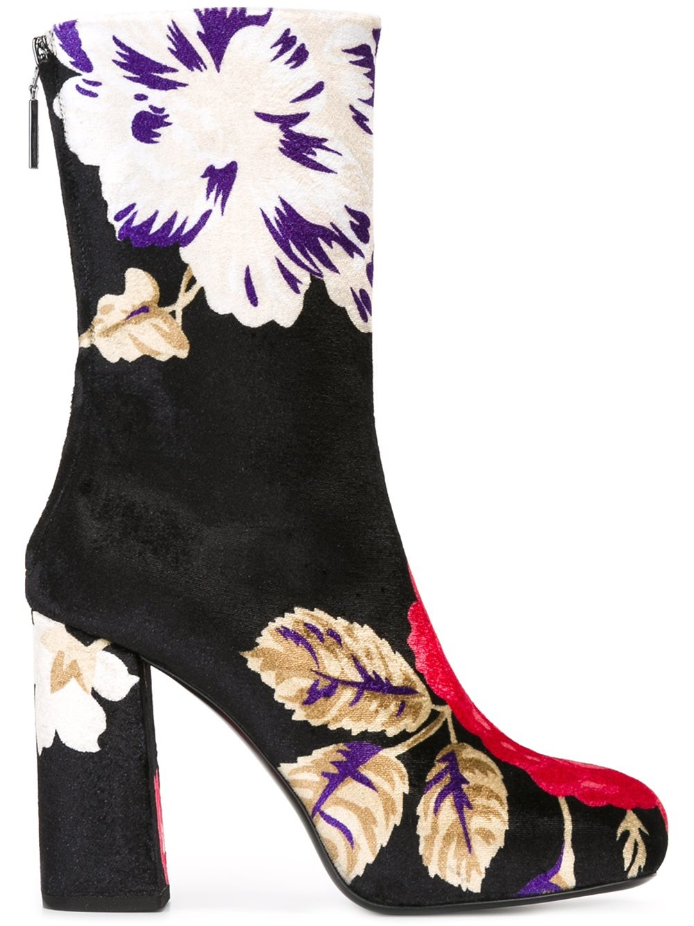 Lyst MSGM Floral Concealed Platform Boots in Black Lyst MSGM Floral Concealed Platform Boots in Black