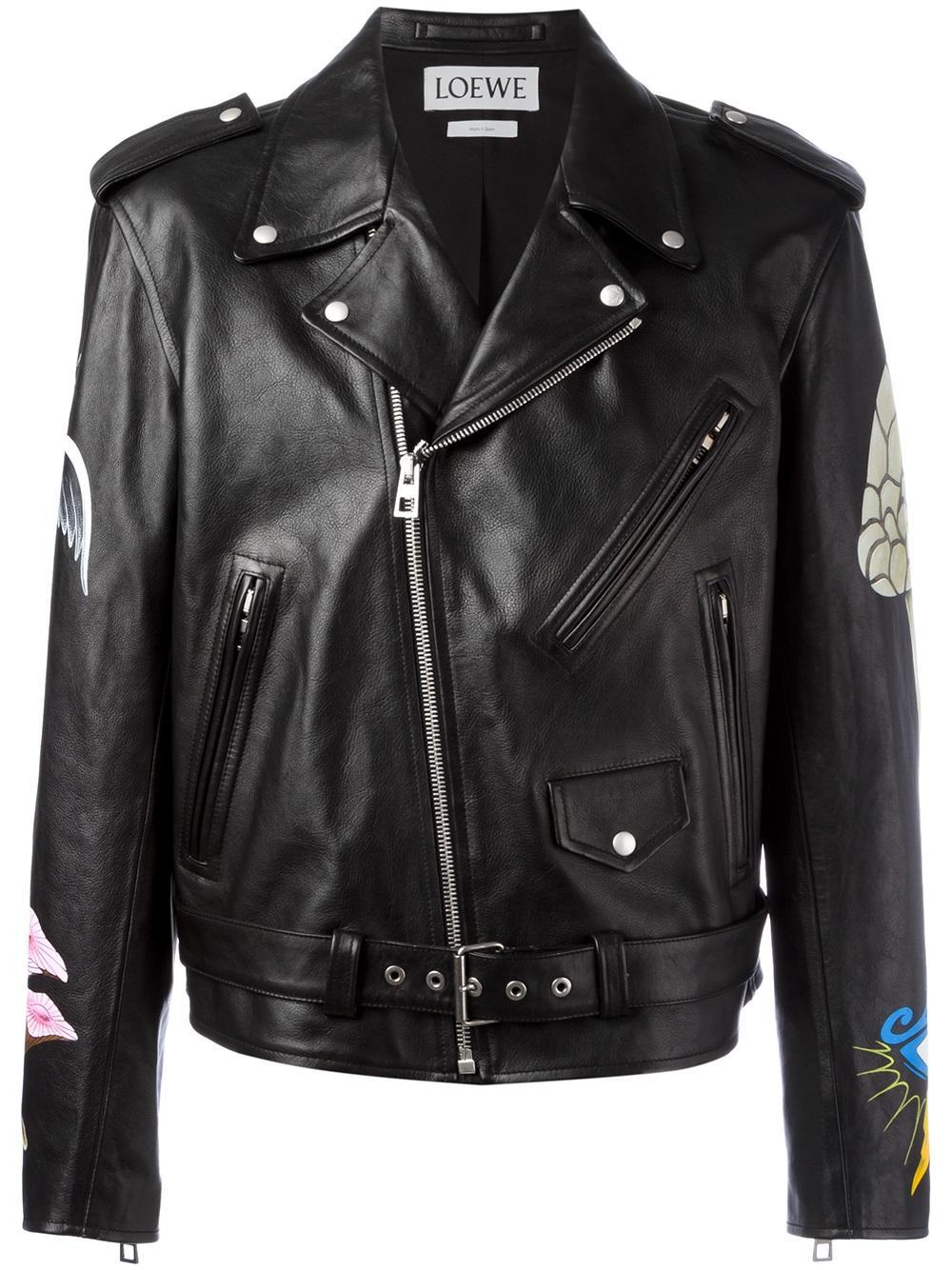 Lyst - Loewe Painted Mushroom Biker Jacket in Black for Men