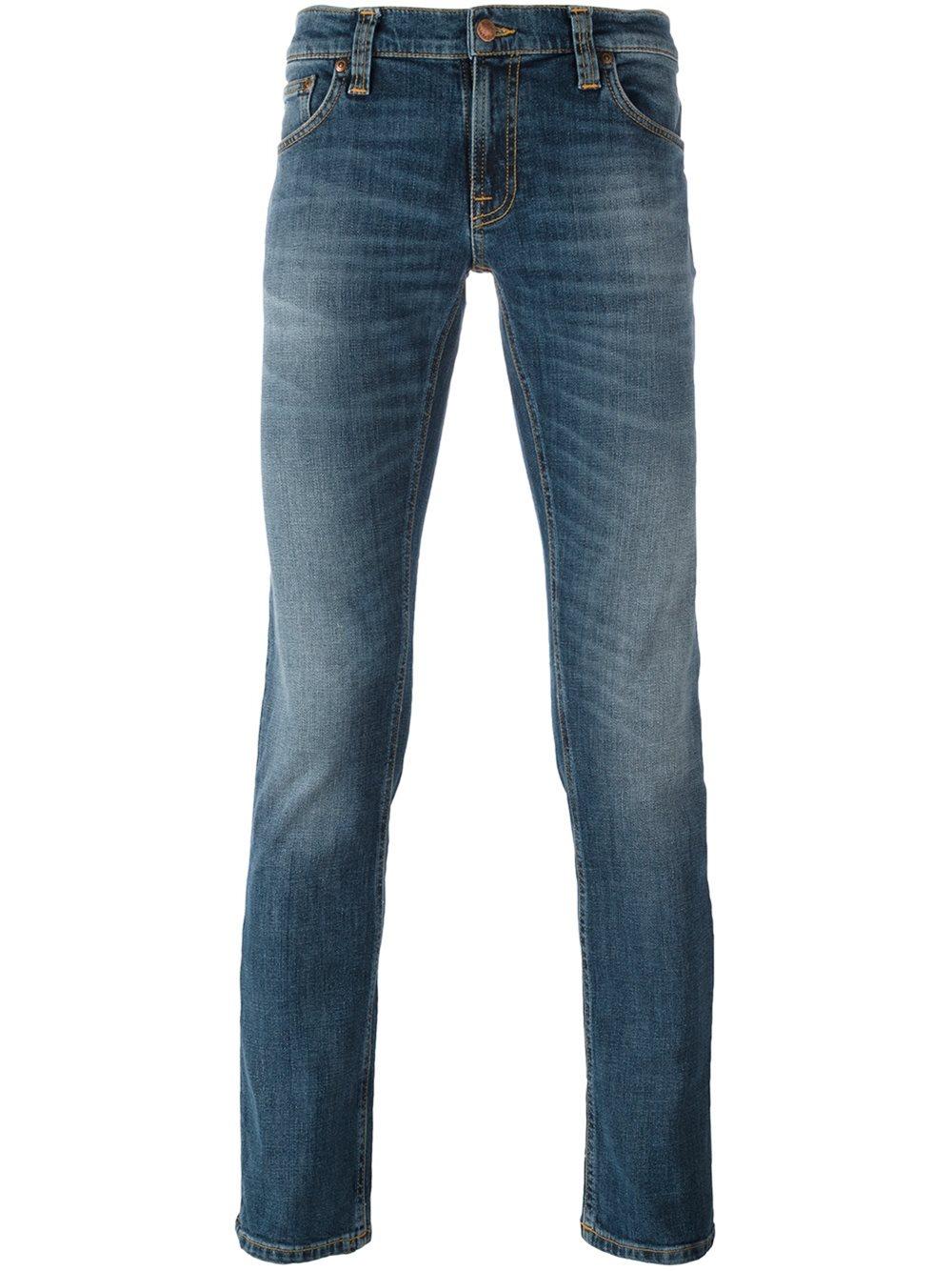 Nudie jeans Grim Tim Slim-fit Organic Stretch-denim Jeans in Blue for ...