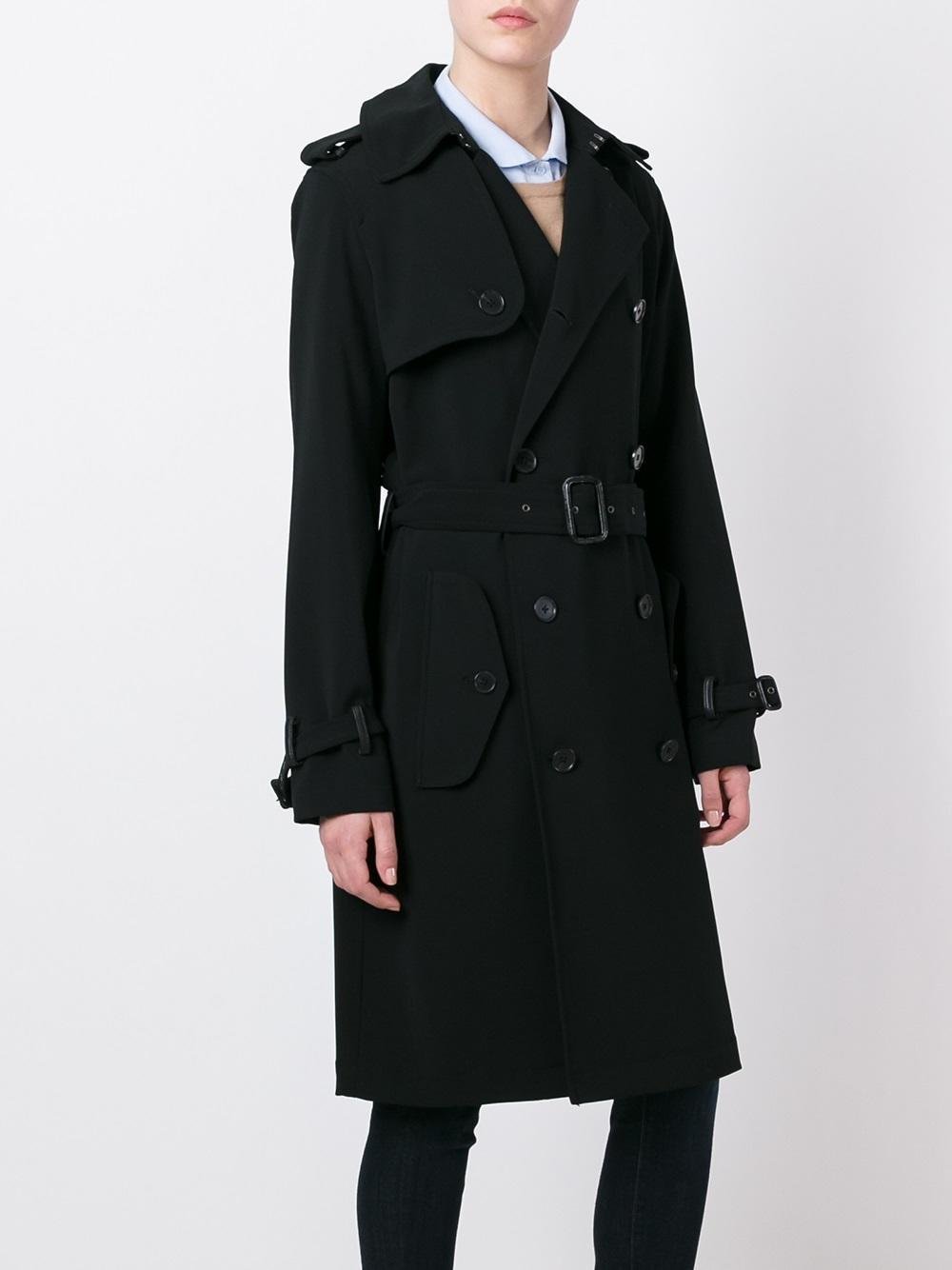 Lyst - Polo Ralph Lauren Trench Coat Overcoat Women in Black