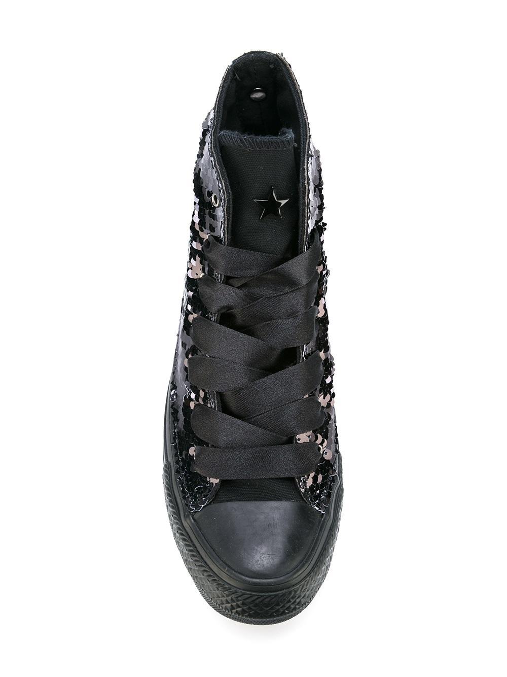 Converse Cotton 'all Star' Sequin Hitop Sneakers in Black Lyst