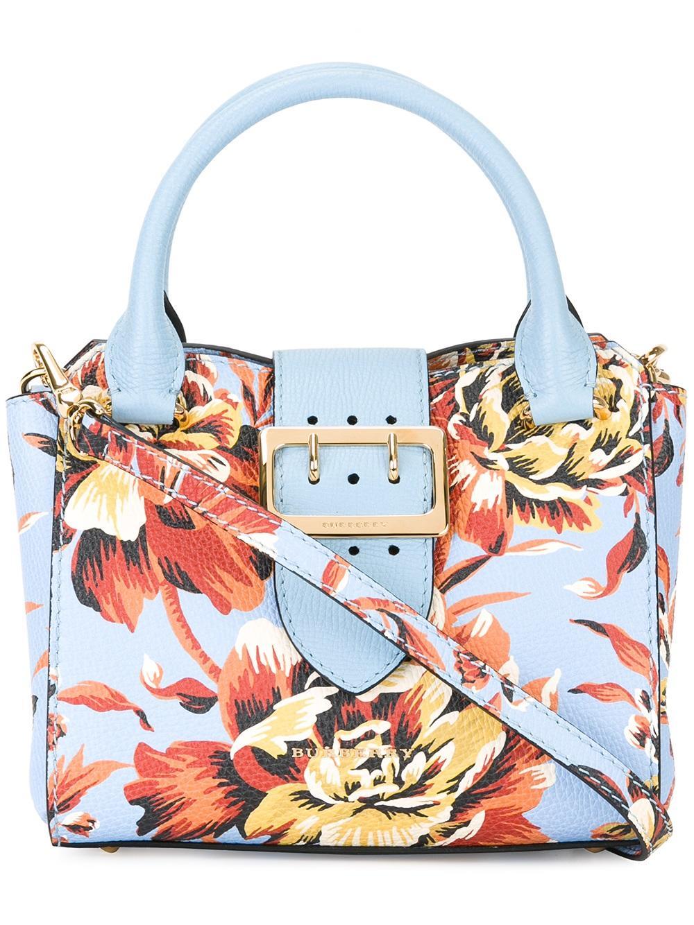 Lyst - Burberry Floral-print Tote Bag in Blue