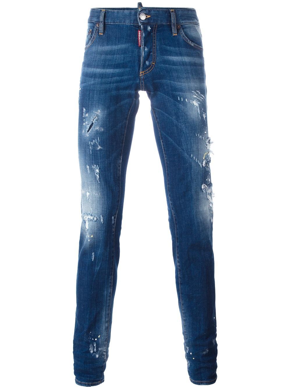 slim distressed jeans