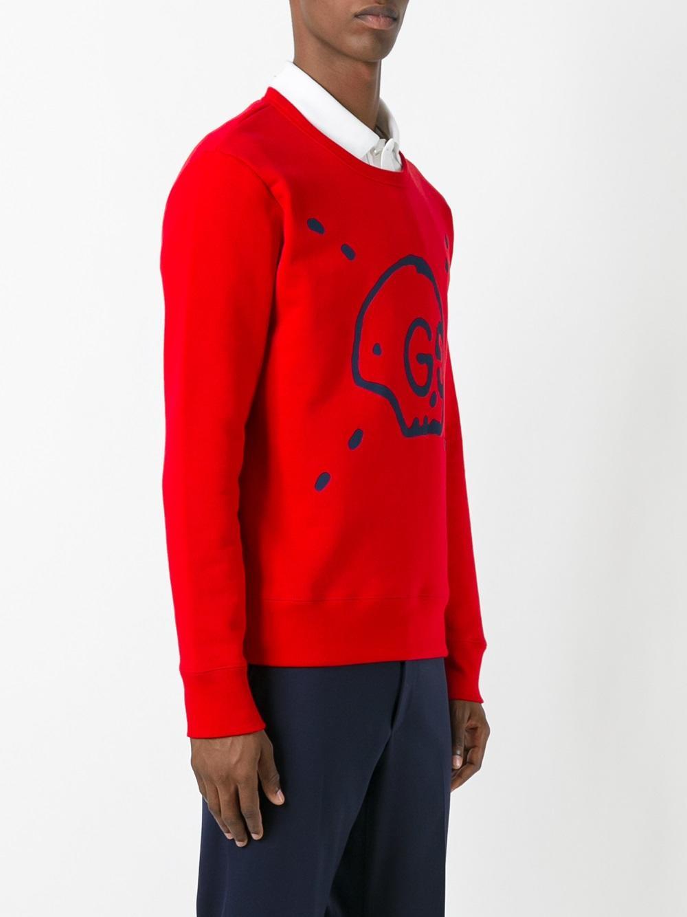 Gucci Ghost Sweatshirt in Red for Men - Lyst