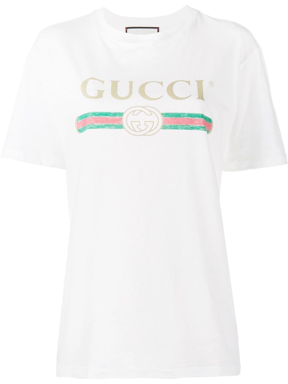 Gucci Print T-shirt in White | Lyst