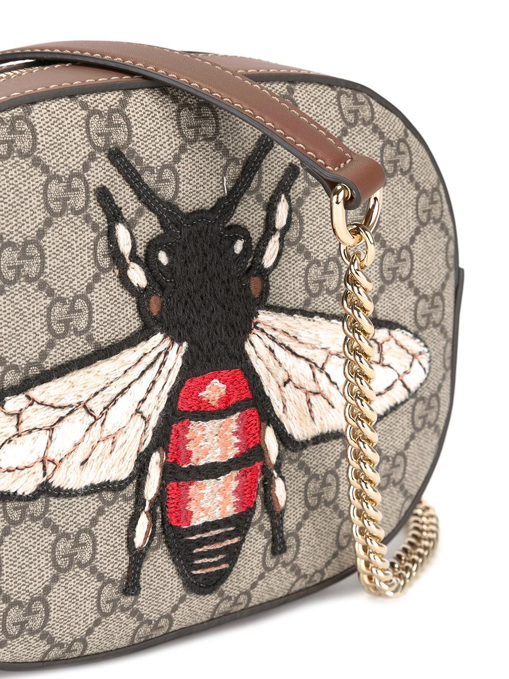 Lyst - Gucci Mini Gg Supreme Bee Bag in Brown