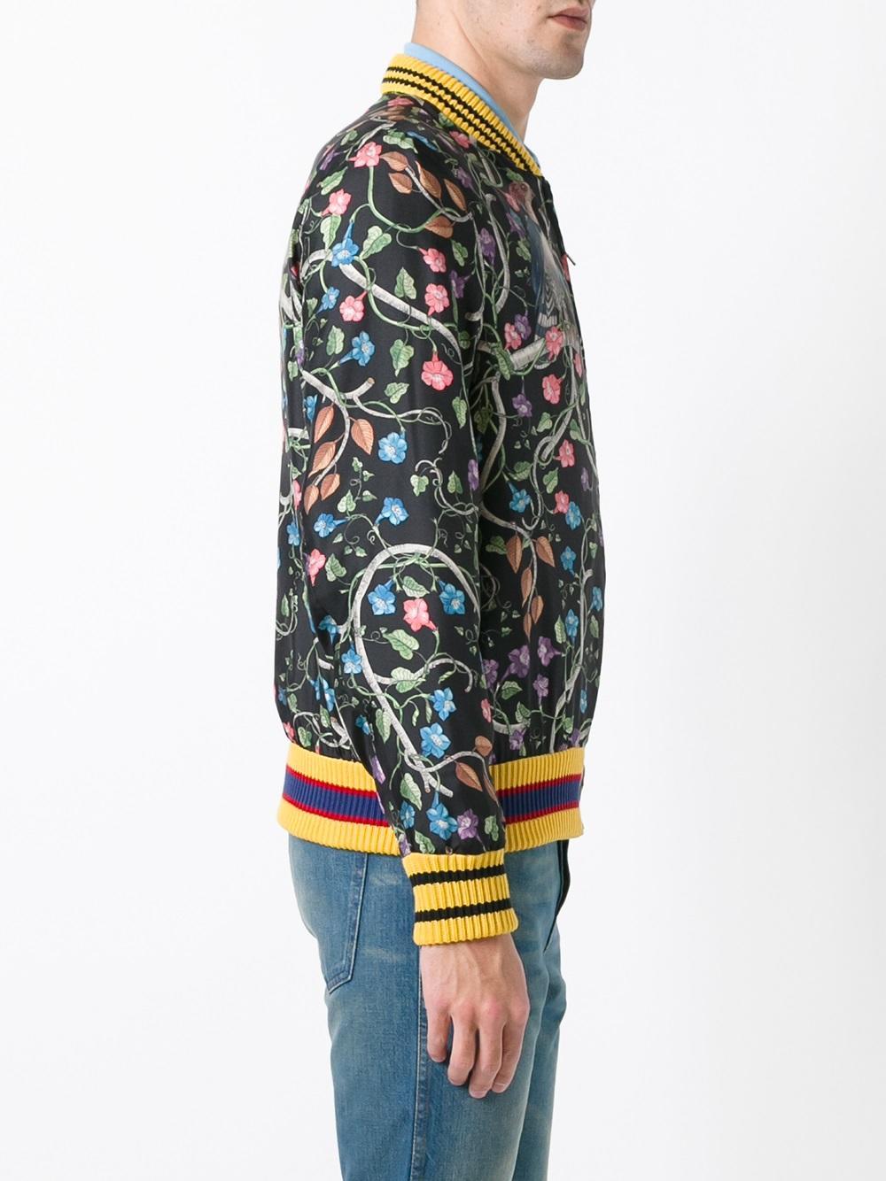 Lyst Gucci Floral Bomber Jacket In Black For Men 7950