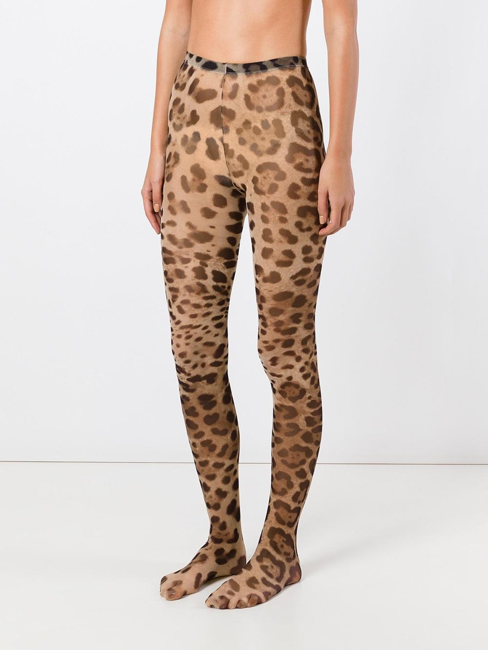 Lyst Dolce And Gabbana Leopard Print Tights In Brown 6746