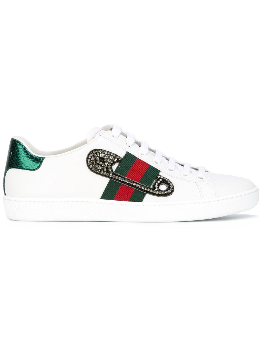 Gucci Gg Vintage Web Safety Pin Sneakers in White | Lyst