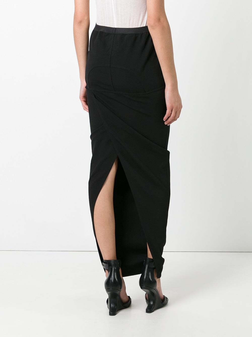 Lyst Rick Owens Long Draped Skirt in Black