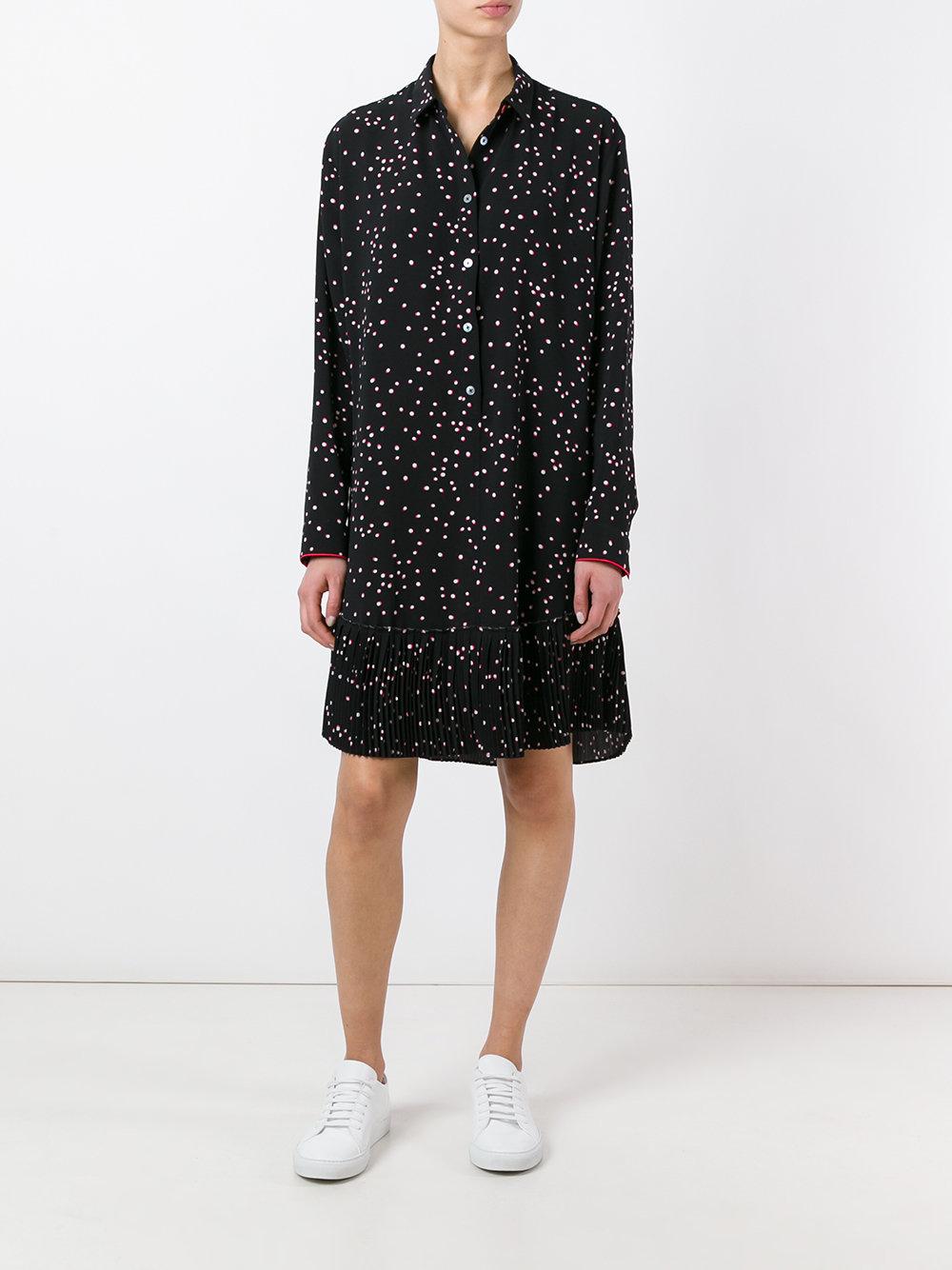 black polka dot shirt dress