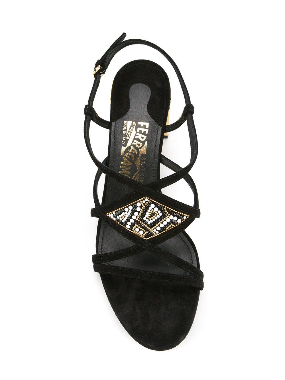 Lyst - Ferragamo Embellished Detail Sandals in Black