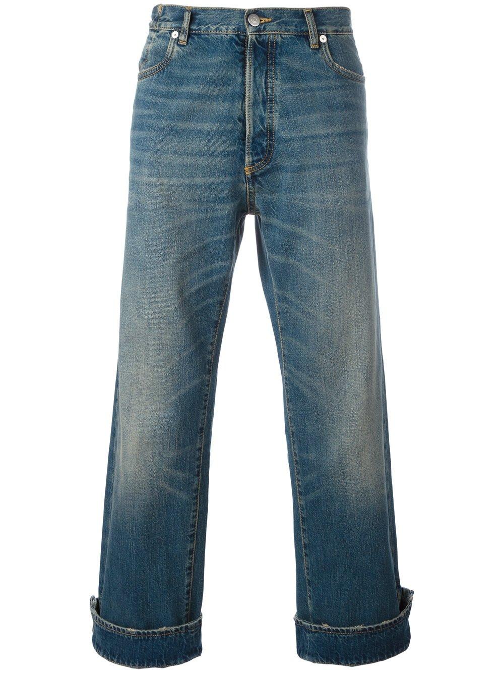 Maison margiela Turn-up Cuffs Cropped Jeans in Blue for Men | Lyst