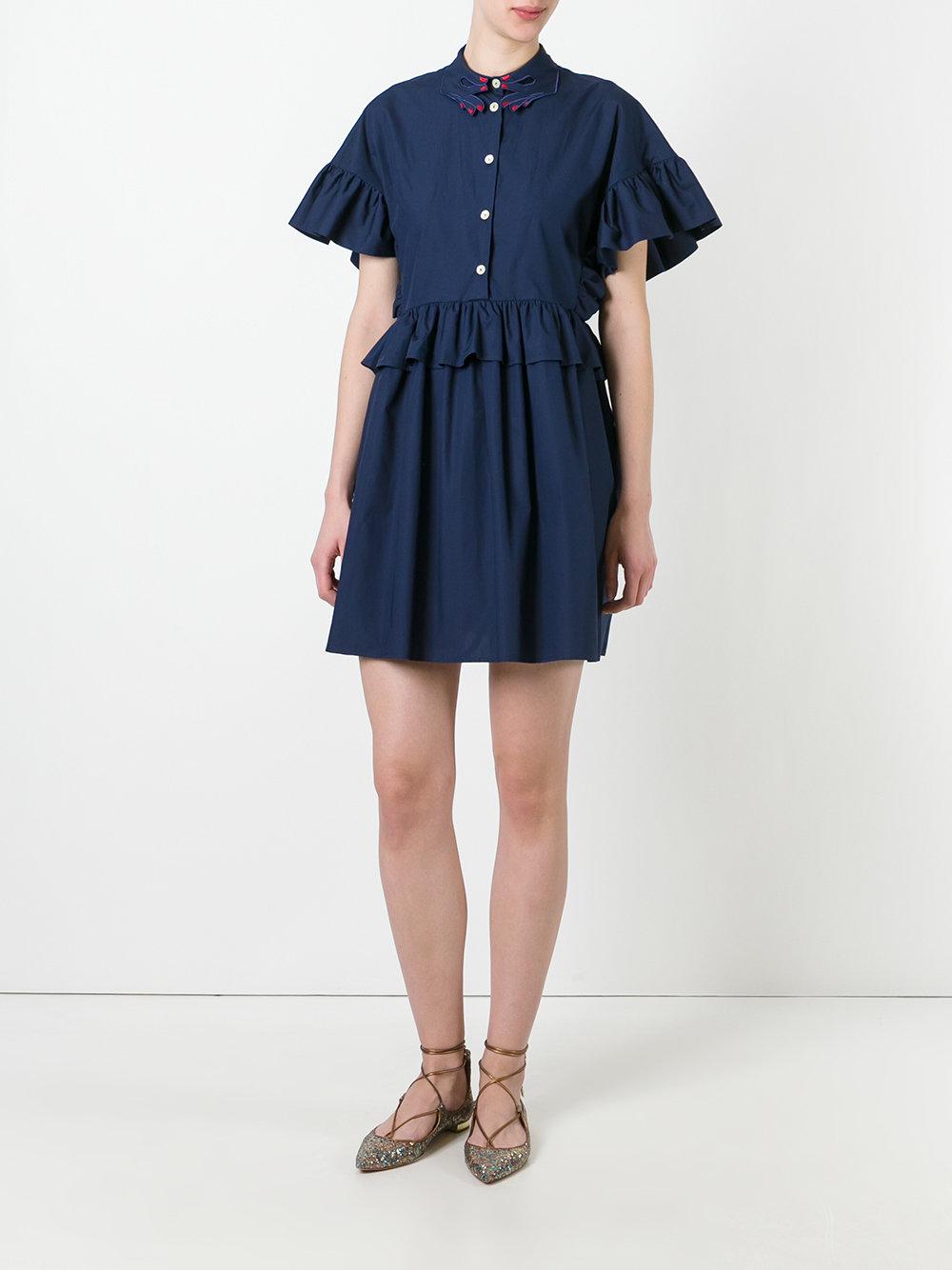 Vivetta Pleated Trim Shirt Dress in Blue - Lyst