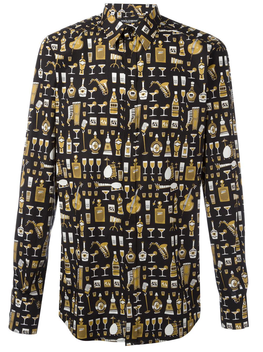 Lyst - Dolce & Gabbana Musical Instrument Print Shirt in Black for Men