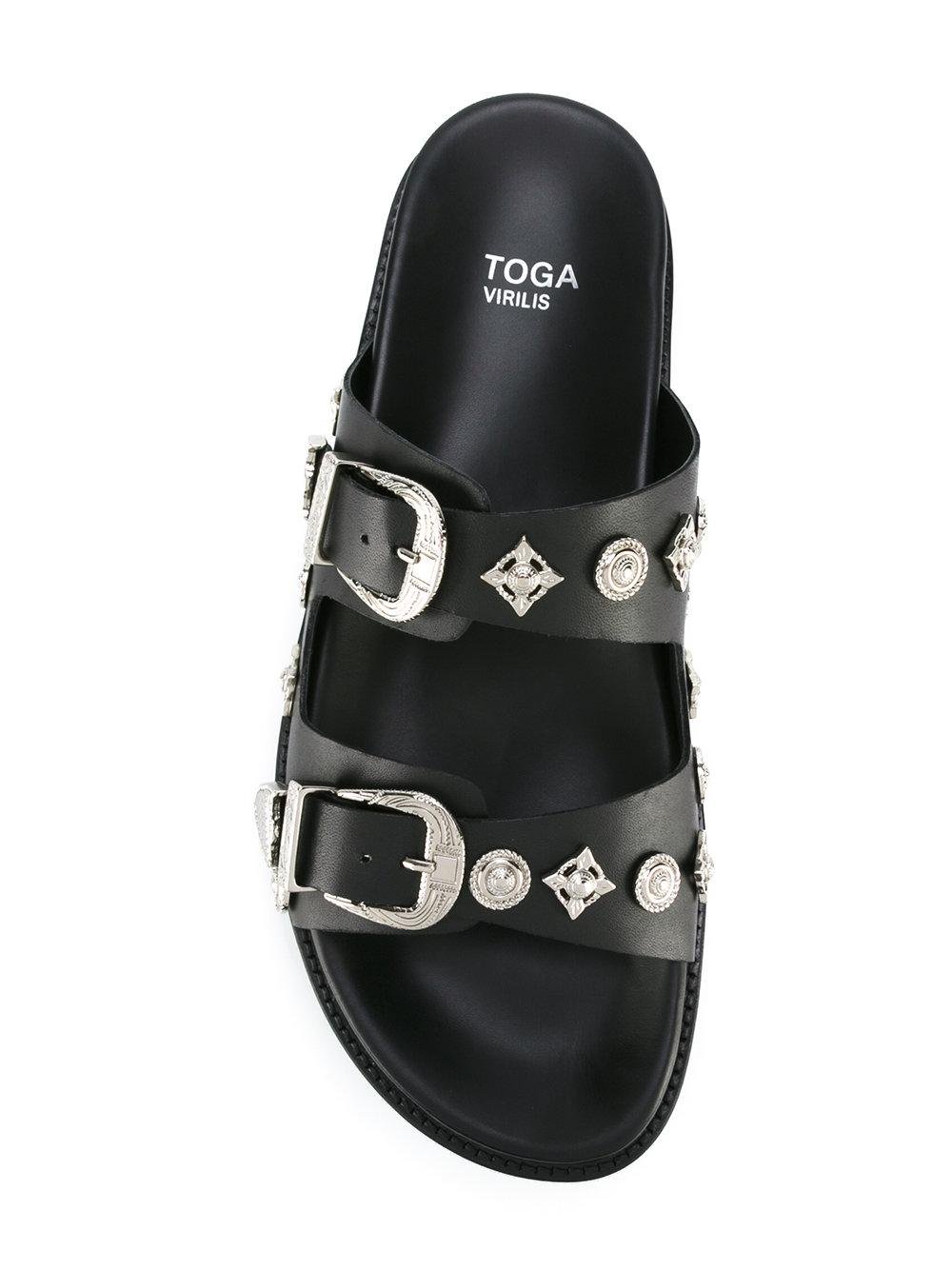 Lyst - Toga Buckle Strap Sandals in Black for Men