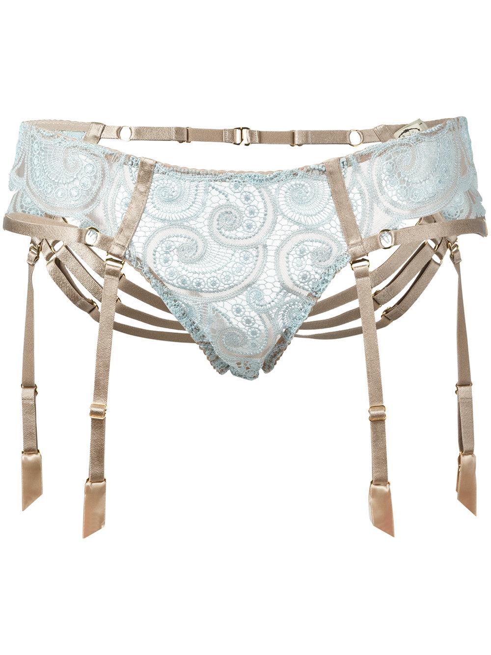 Bordelle Suspenders Lace Briefs In Blue Lyst