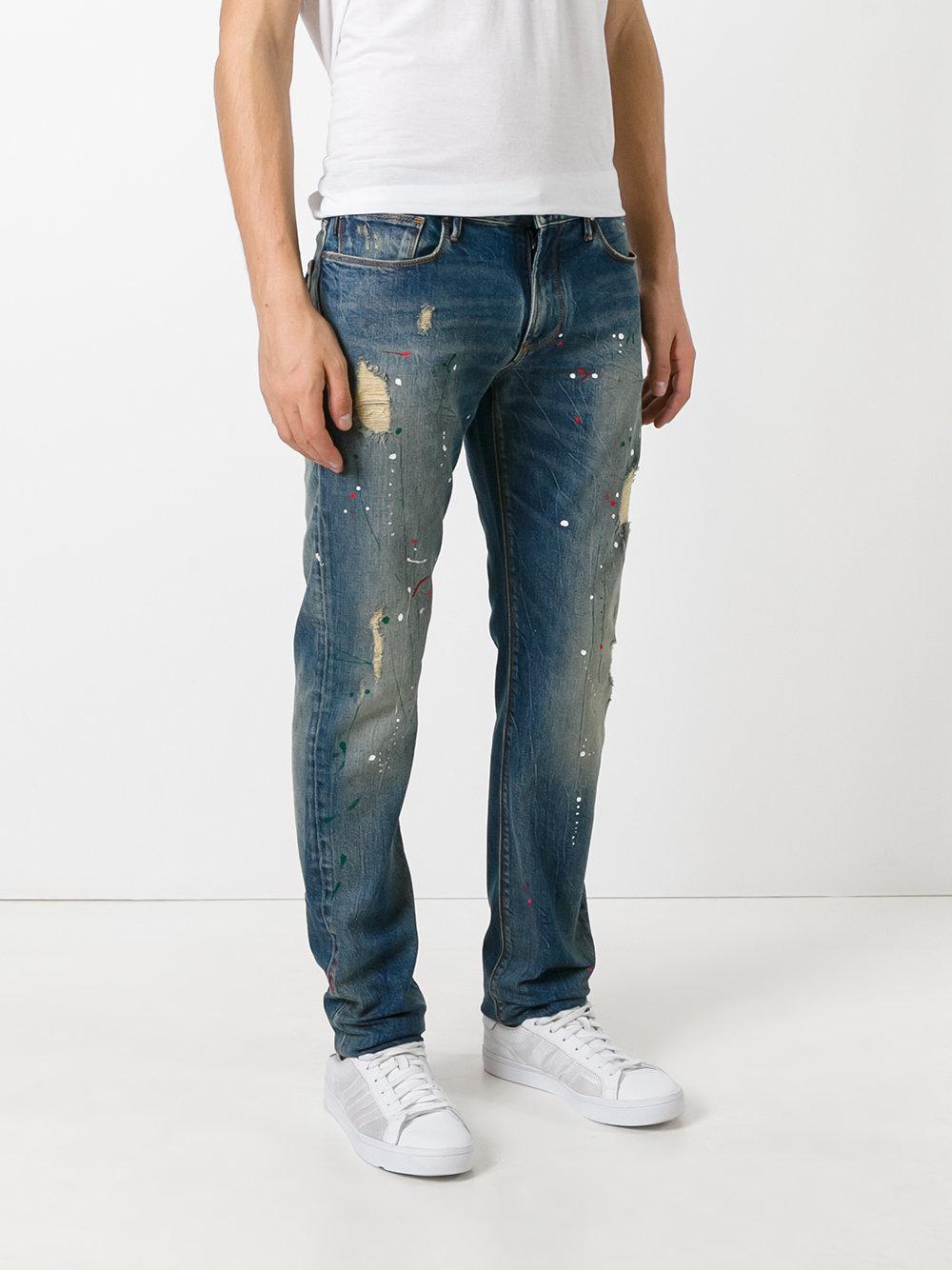 blue splatter jeans