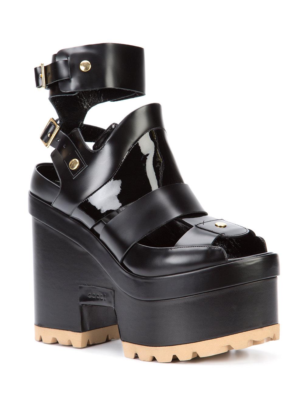 Lyst - Sacai Platform Sandals in Black