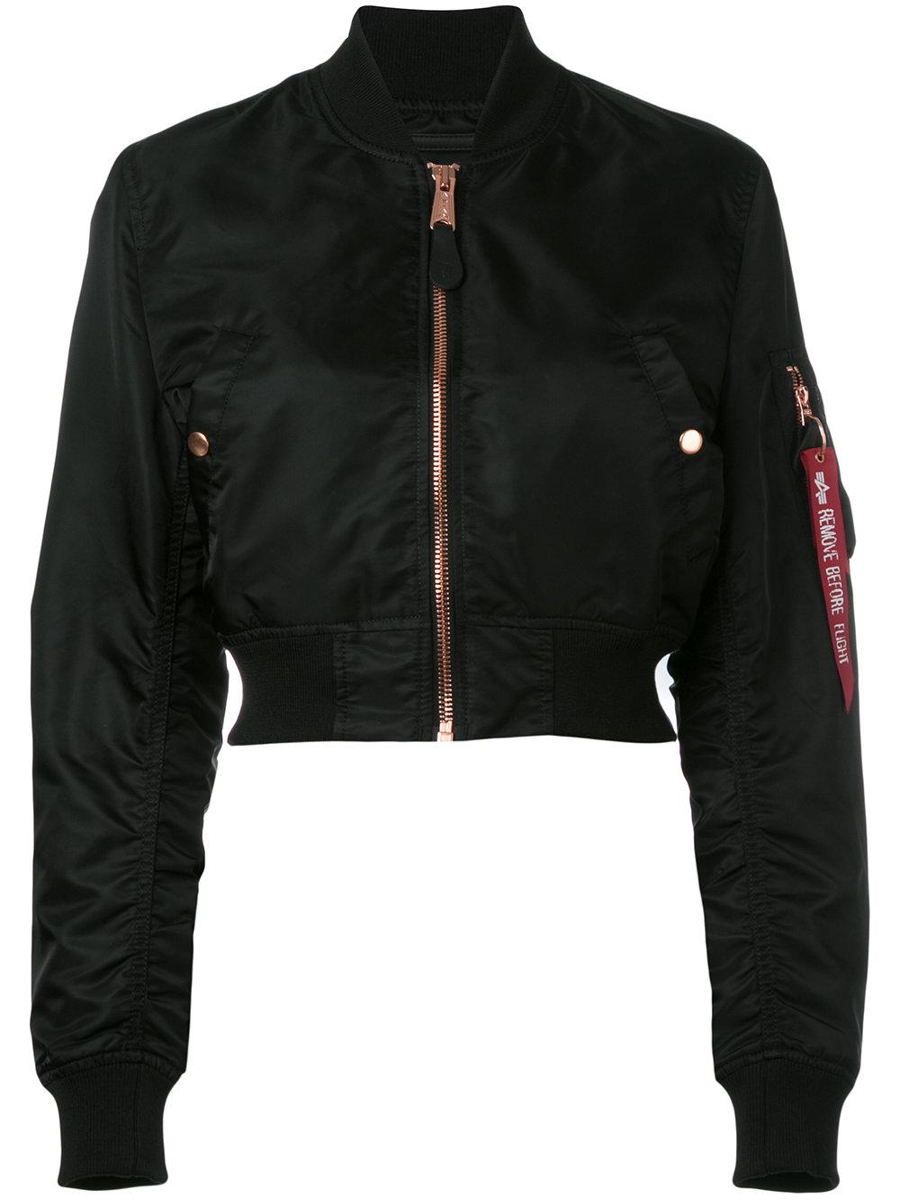 Lyst - Alpha Industries Cropped Bomber Jacket in Black