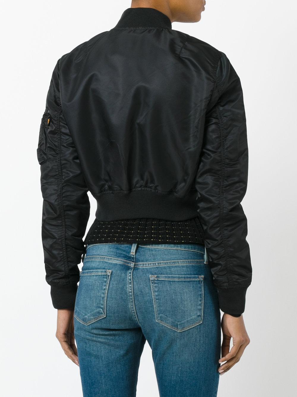 Lyst - Alpha Industries Cropped Bomber Jacket in Black