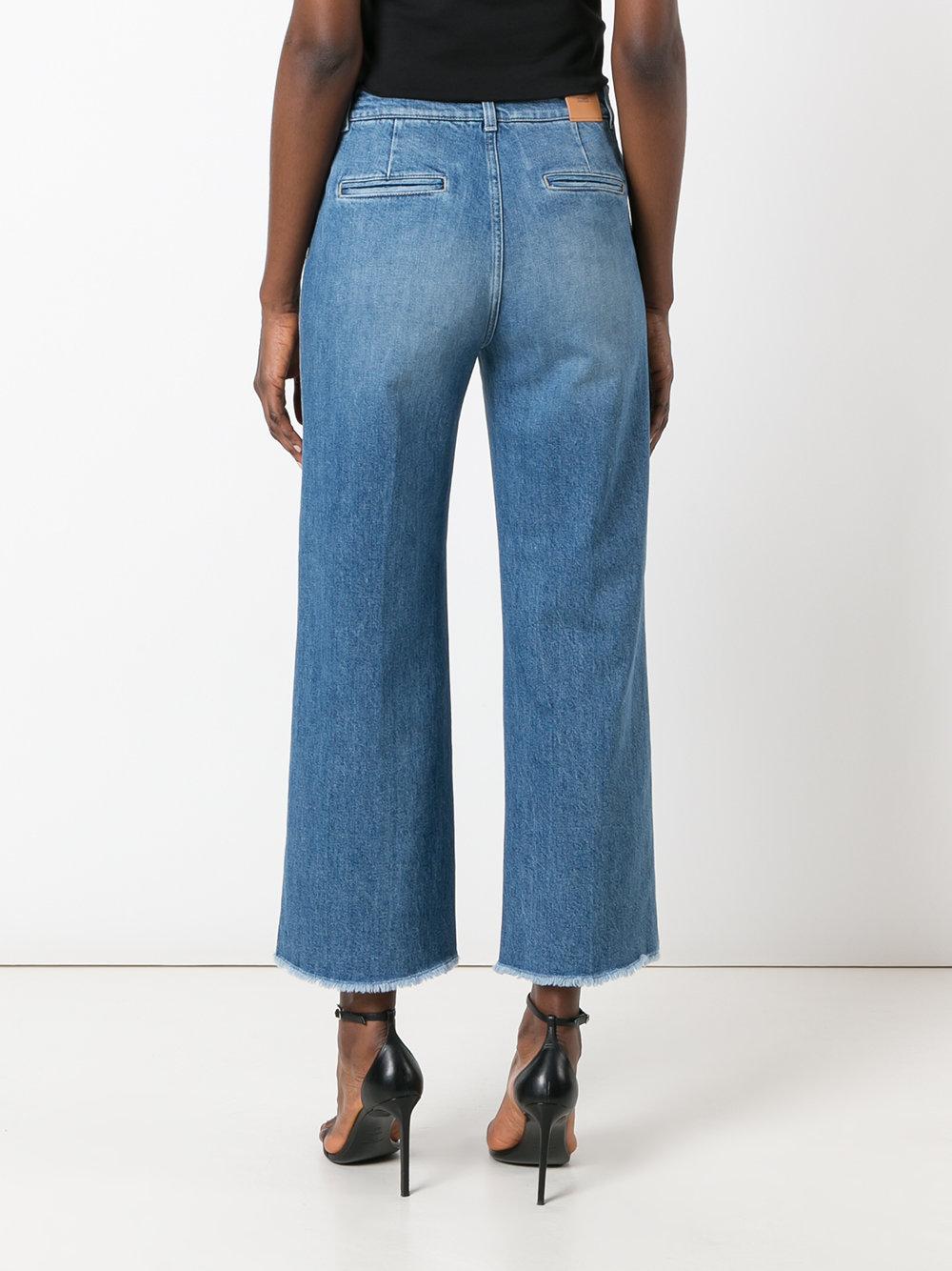 lyst closed frayed wide leg in blue lyst closed frayed wide leg in blue