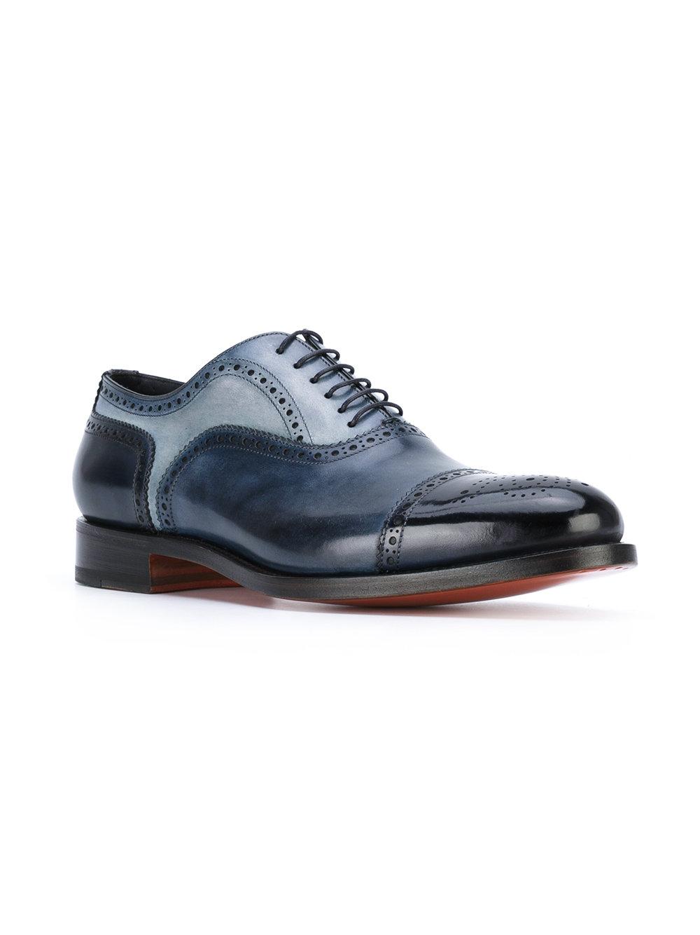 Lyst - Santoni Two-tone Brogues in Blue for Men