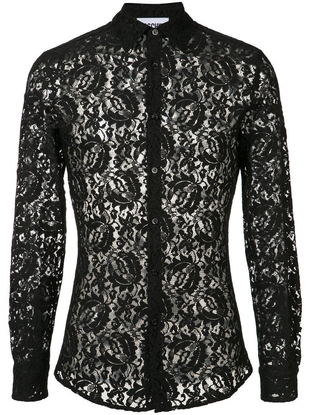 Lyst - Moschino Sheer Lace Shirt in Black for Men