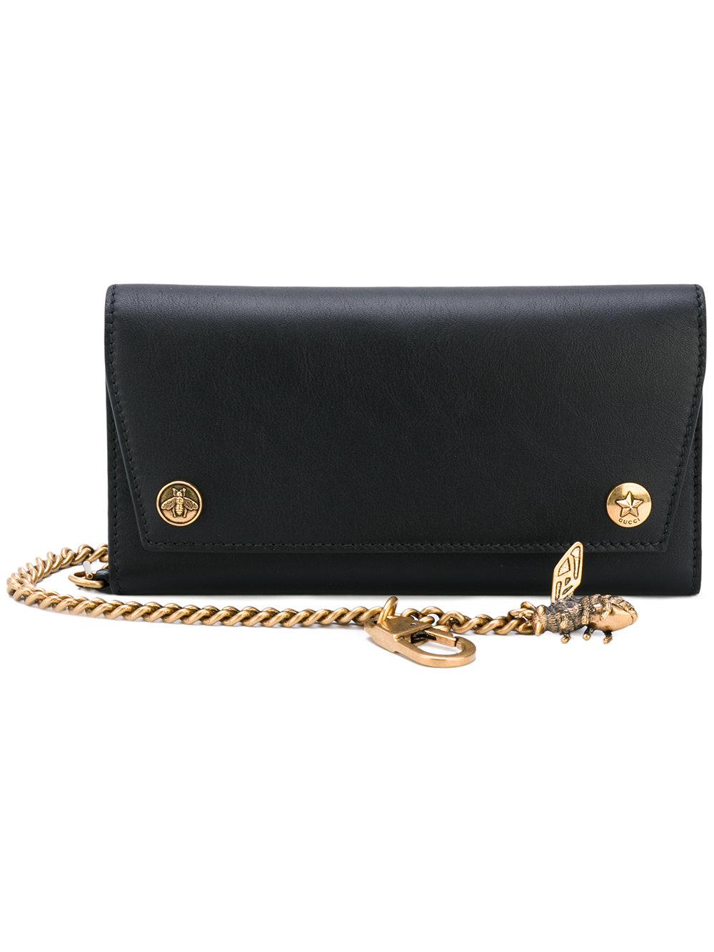 Lyst - Gucci - Long Chain And Bee Wallet - Men - Calf Leather - One Size in Black for Men