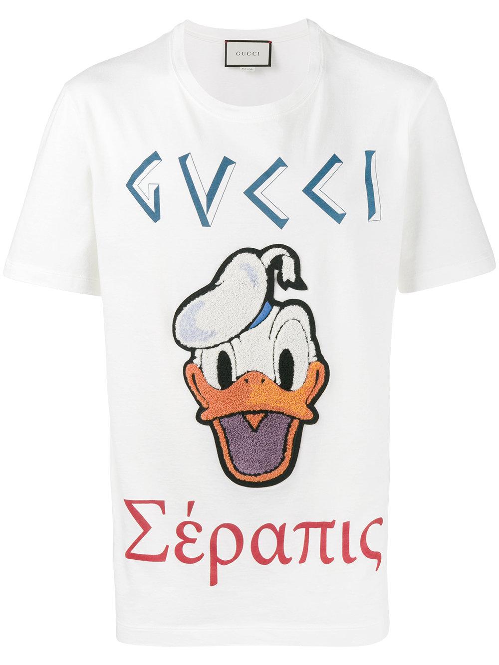 Gucci Donald Duck Embroidered T-shirt in White for Men - Lyst