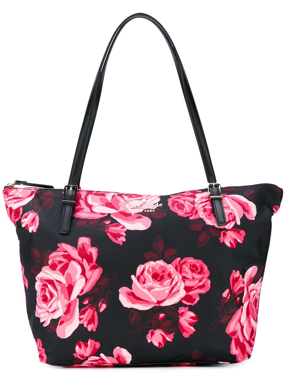 Lyst - Kate Spade Floral Print Tote Bag in Black