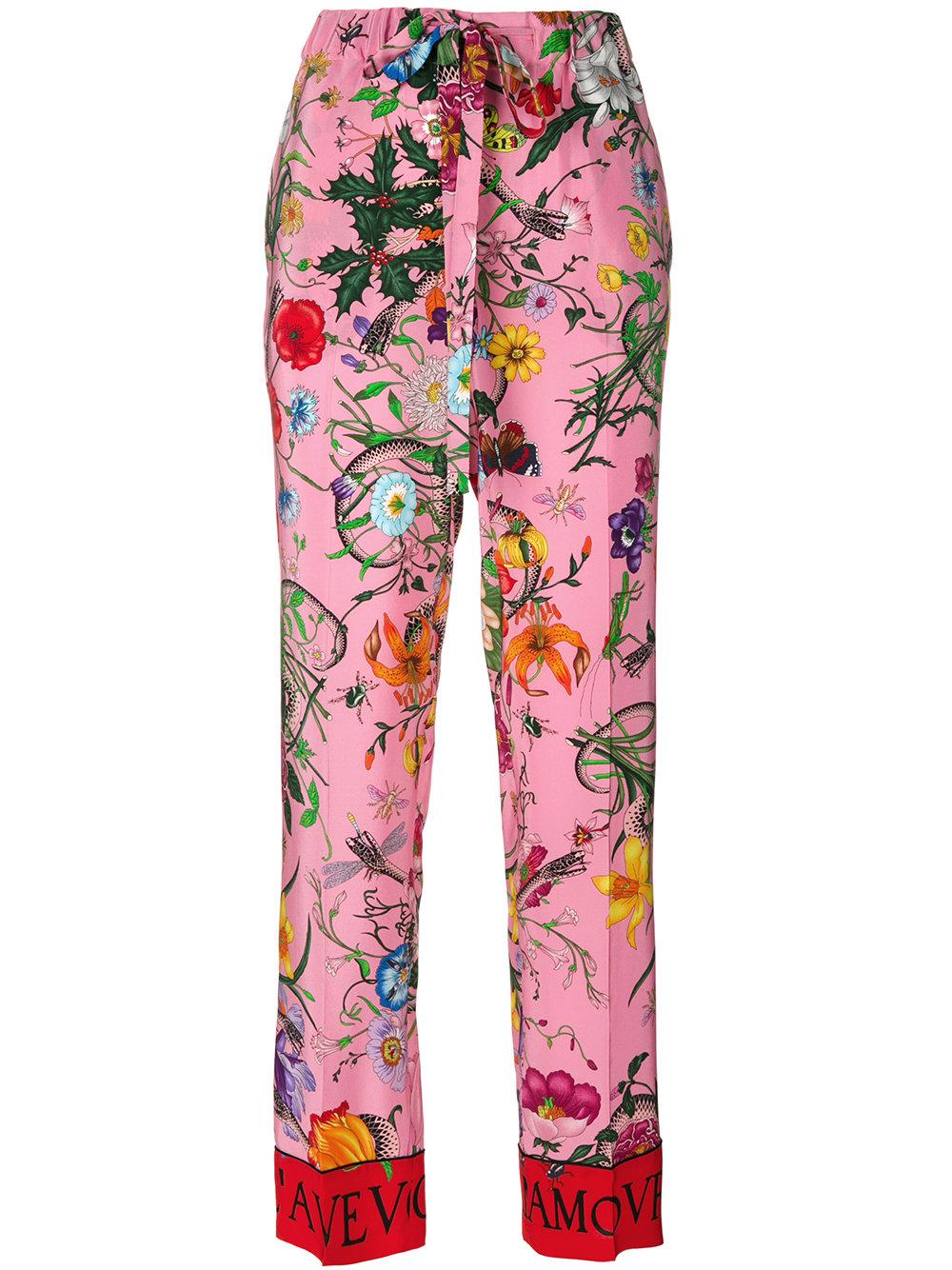 Lyst - Gucci Pyjama Style Floral Trousers in Pink