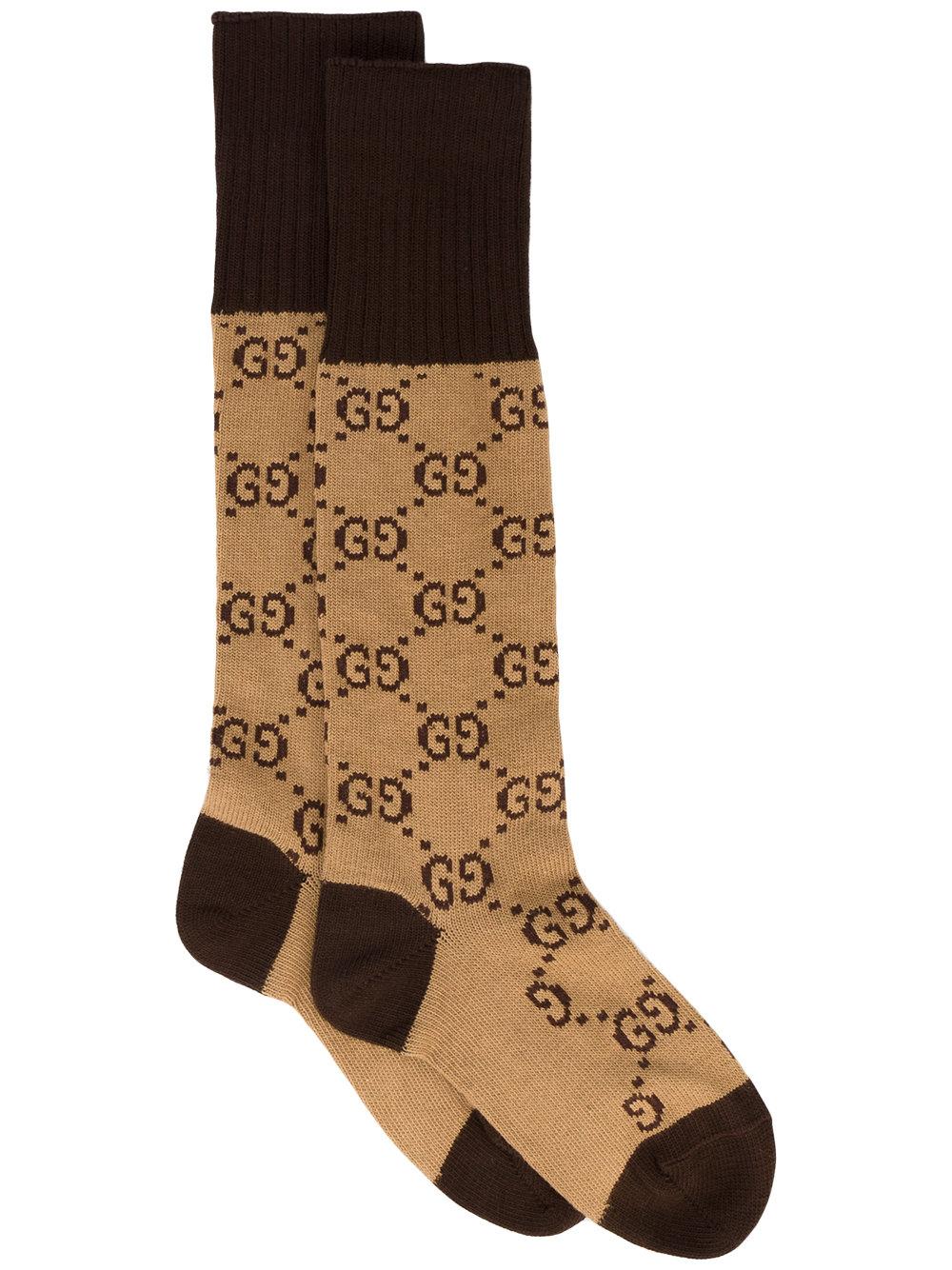 Lyst - Gucci Logo Intarsia Socks in Natural for Men