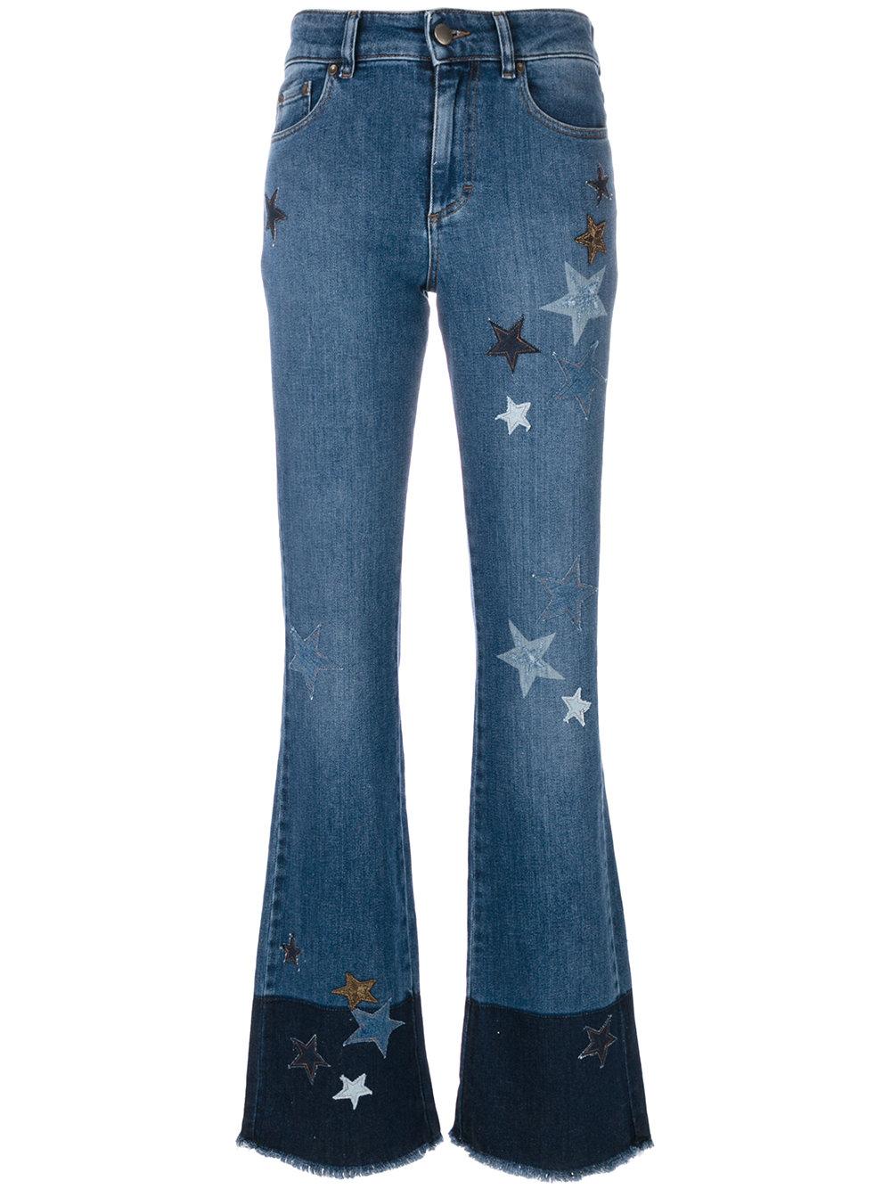 Red valentino Star Patch Flared Jeans in Blue | Lyst