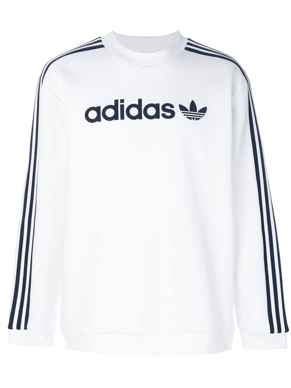 Lyst - adidas Originals Linear Crew Sweatshirt in White for Men