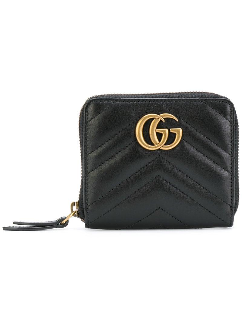 Lyst - Gucci Gg Marmont Matelasse Wallet in Black