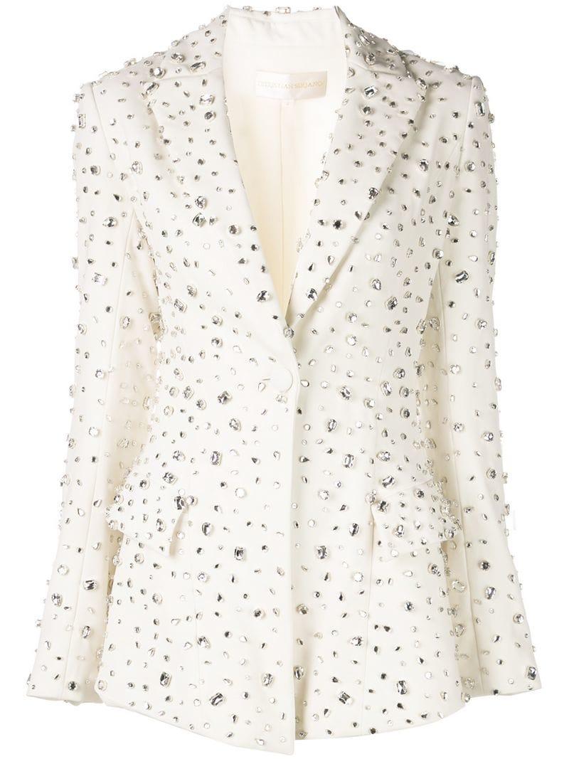 Christian Siriano Embellished Formal Blazer in White Lyst