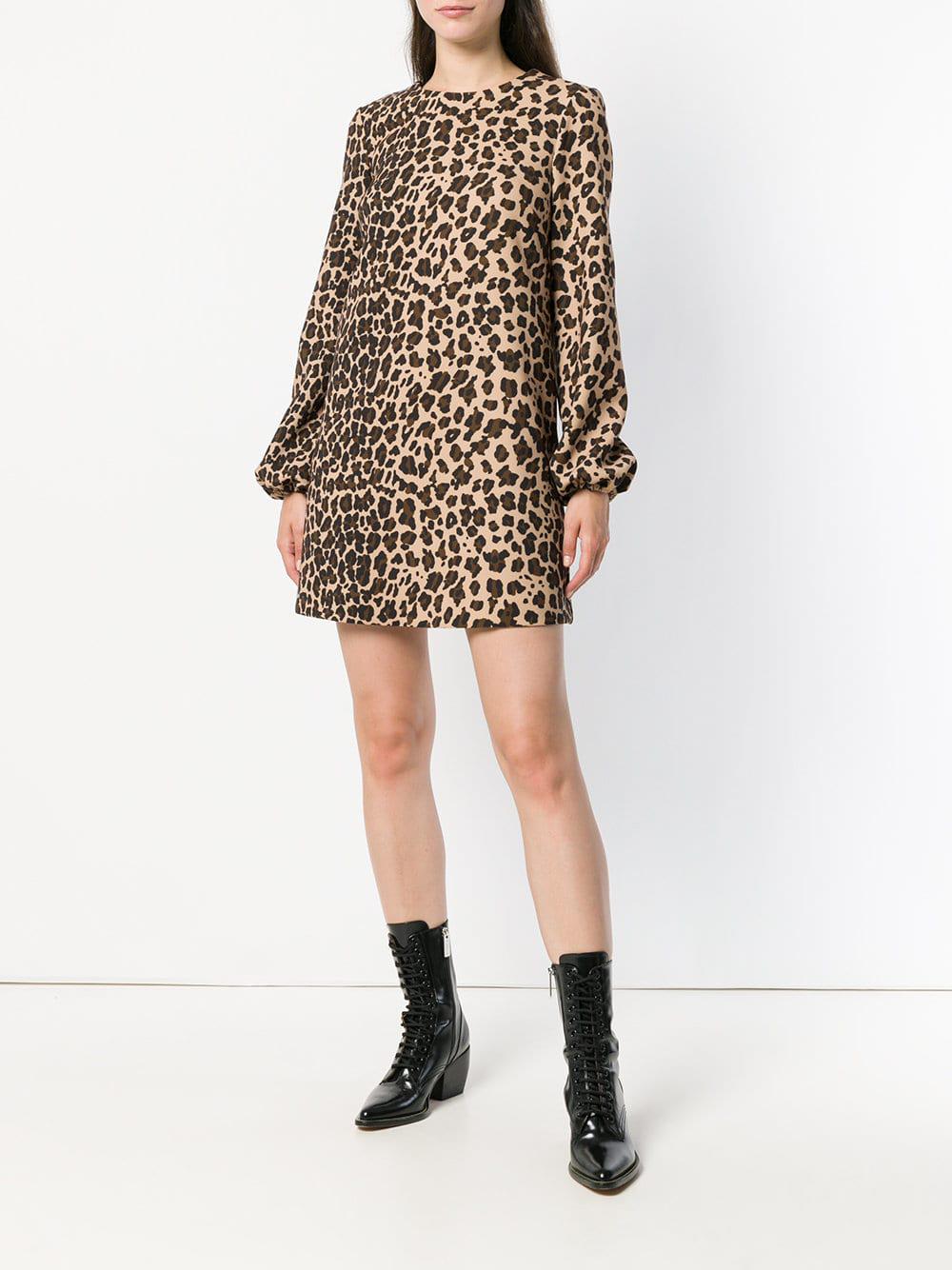 P.A.R.O.S.H. Synthetic Leopard Print Shift Dress - Lyst