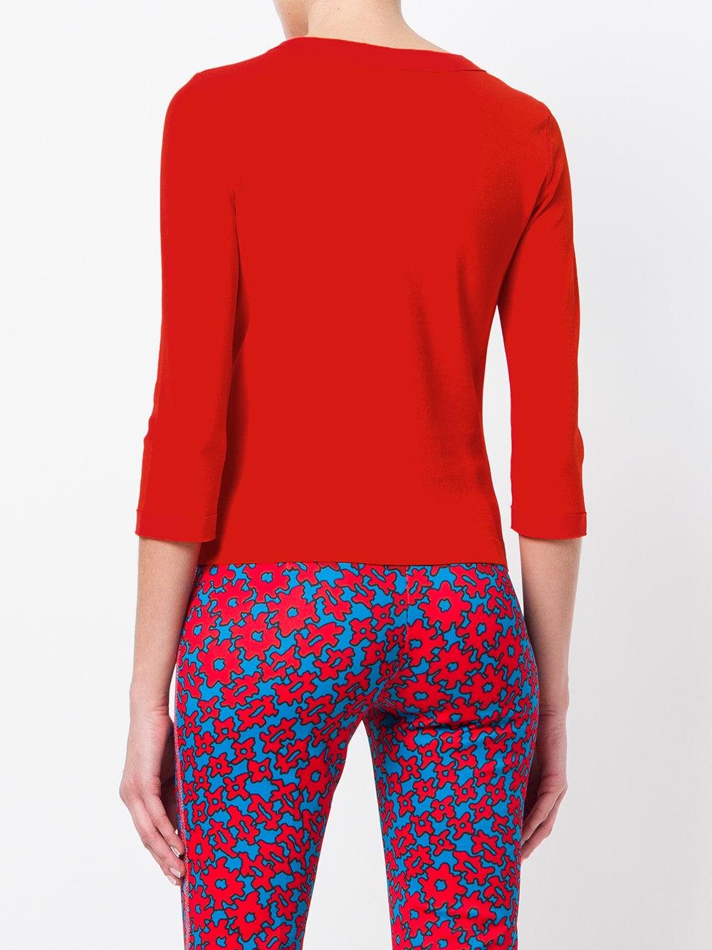 Lyst - Marc Cain Cropped Sleeved Cardigan in Red