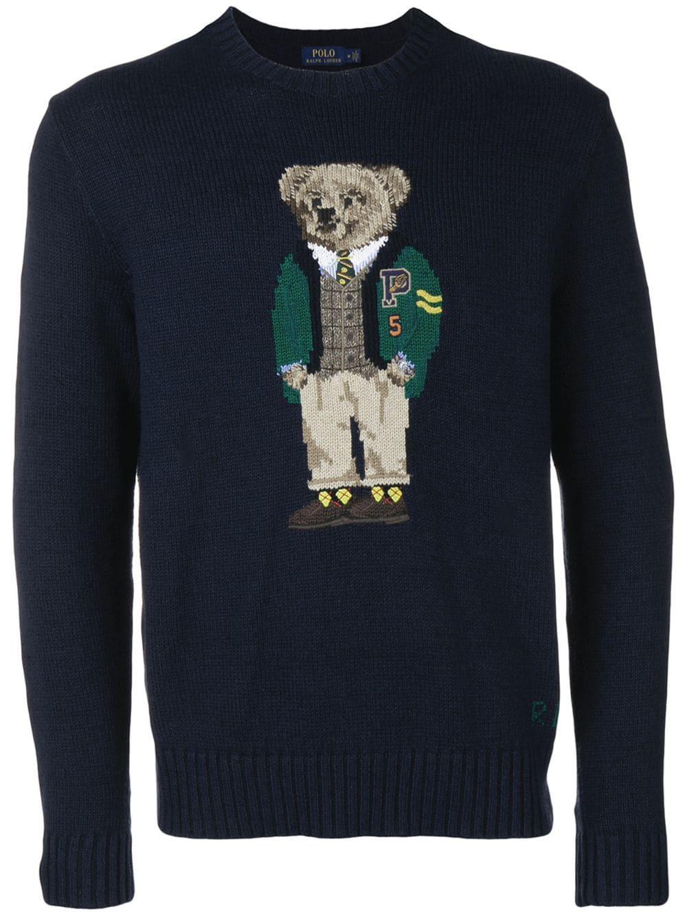 Polo Ralph Lauren Cotton Bear Motif Jumper in Blue for Men - Lyst