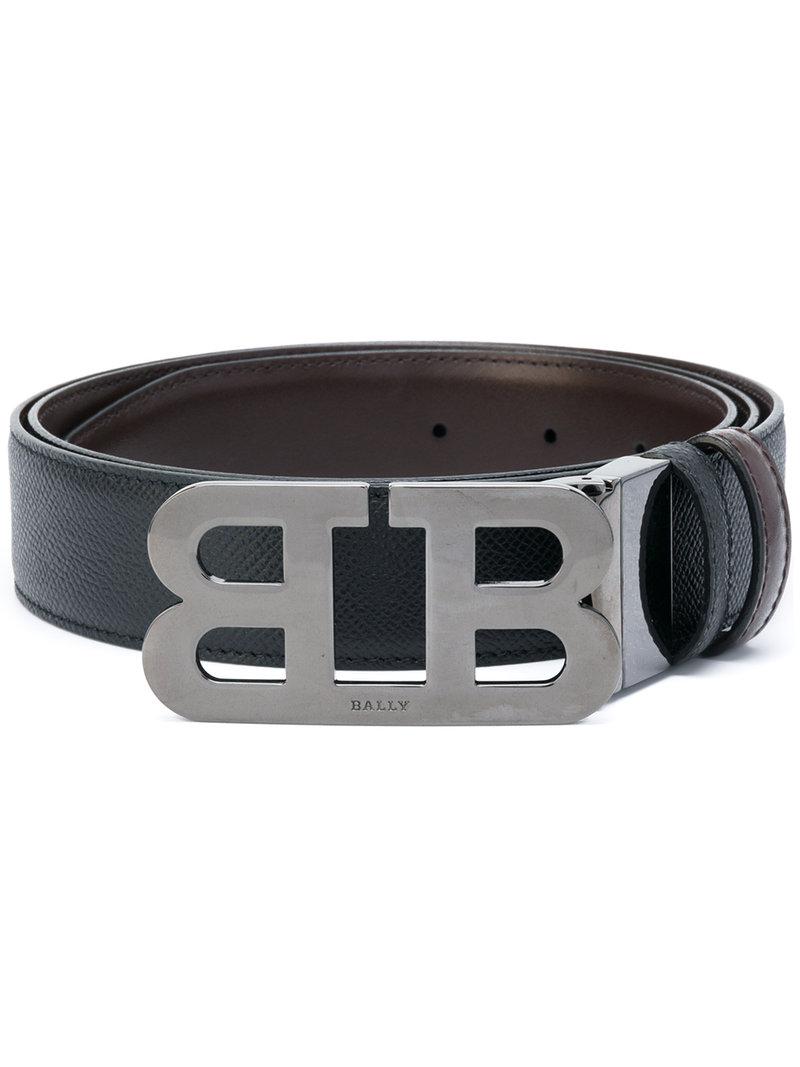 Bally Leather Logo Buckle Belt in Black for Men - Lyst