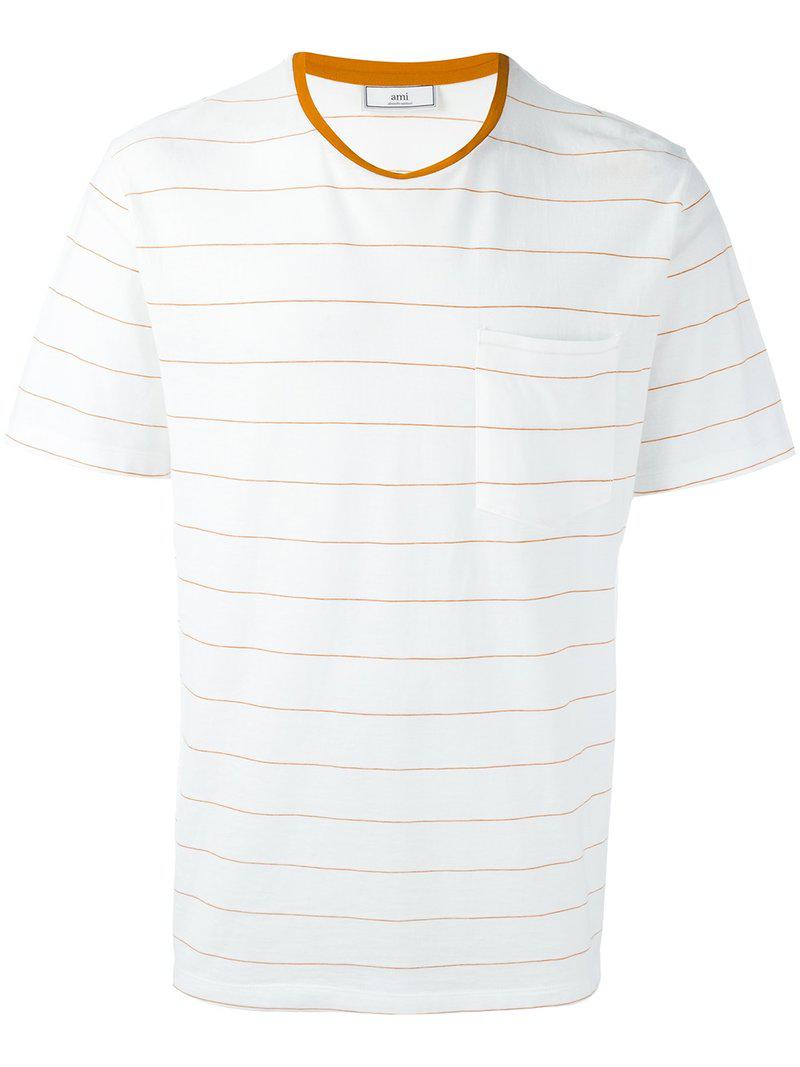 AMI Thin Stripe T-shirt in White for Men - Lyst