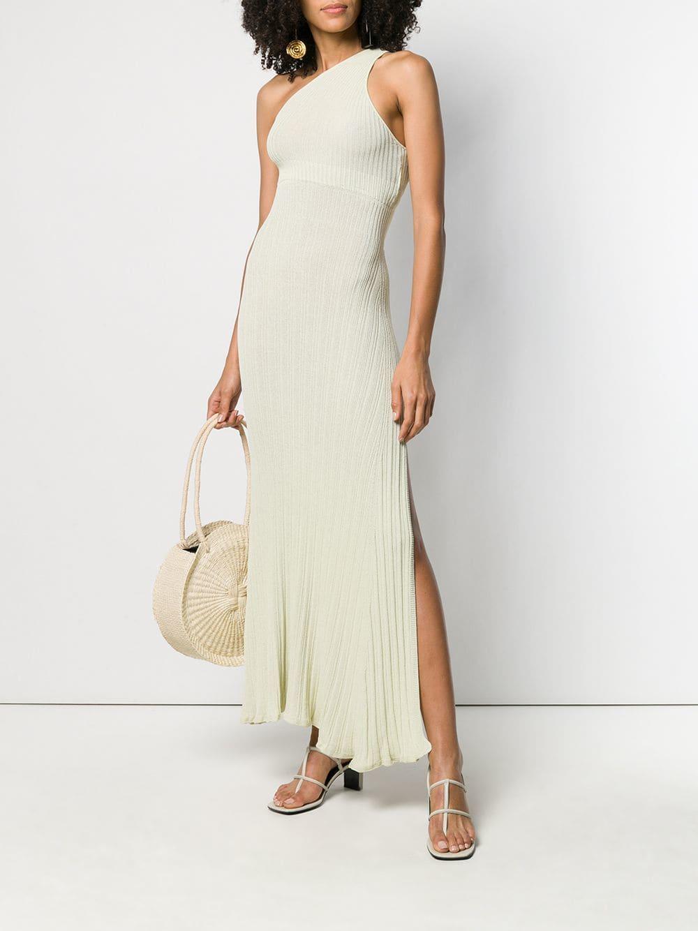 Jacquemus Rib Knit One Shoulder Maxi Dress in Green - Lyst