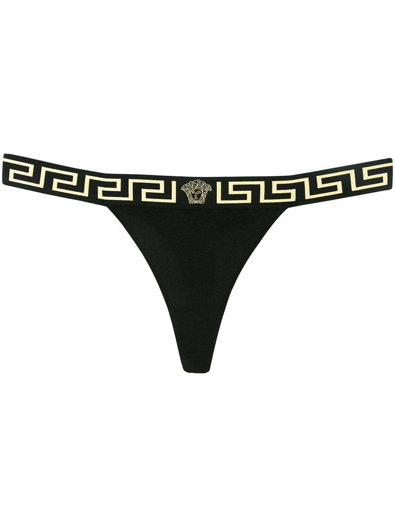 Lyst - Versace Medusa Triangle Thong in Black