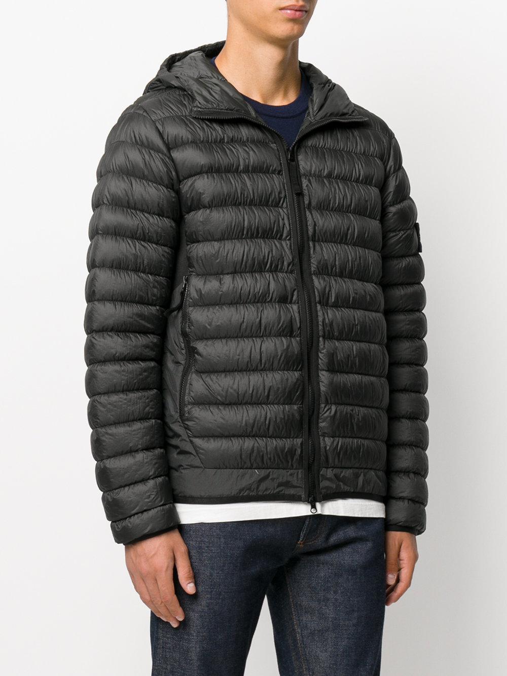 Lyst - Stone Island Hooded Padded Jacket in Gray for Men