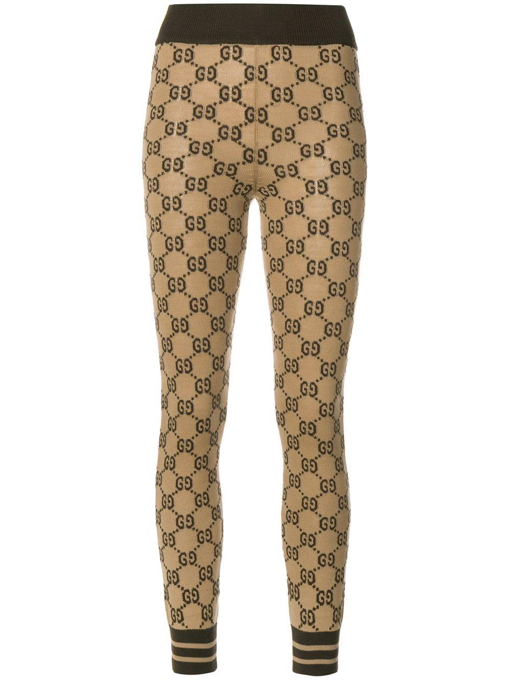 Gucci Wool GG Supreme leggings in Brown - Lyst
