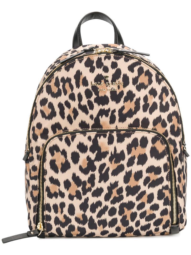 Lyst - Kate Spade Leopard Print Backpack in Brown
