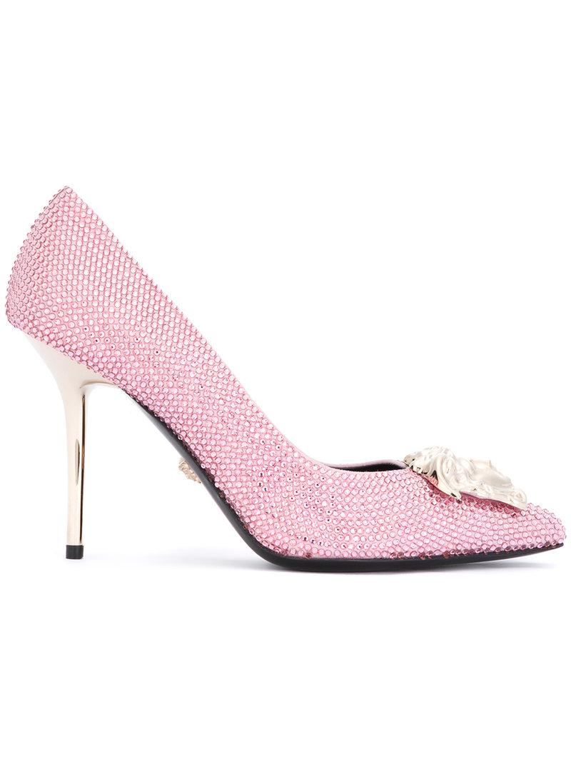 Lyst - Versace Embellished Medusa Pumps in Pink