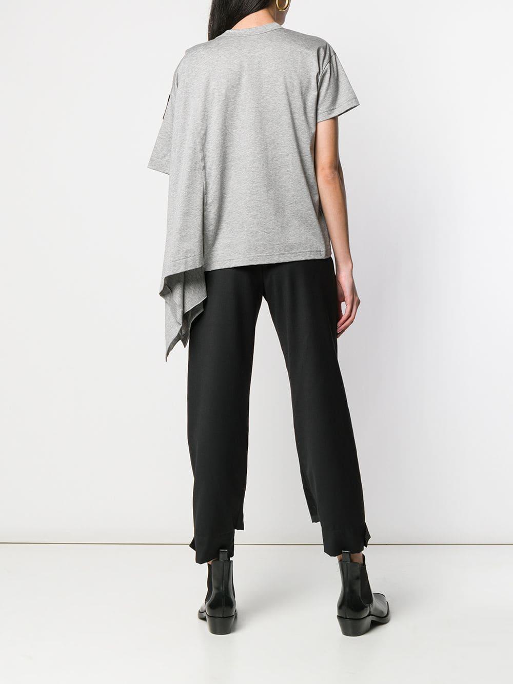 Sacai Lace-up Detail T-shirt in Gray - Lyst