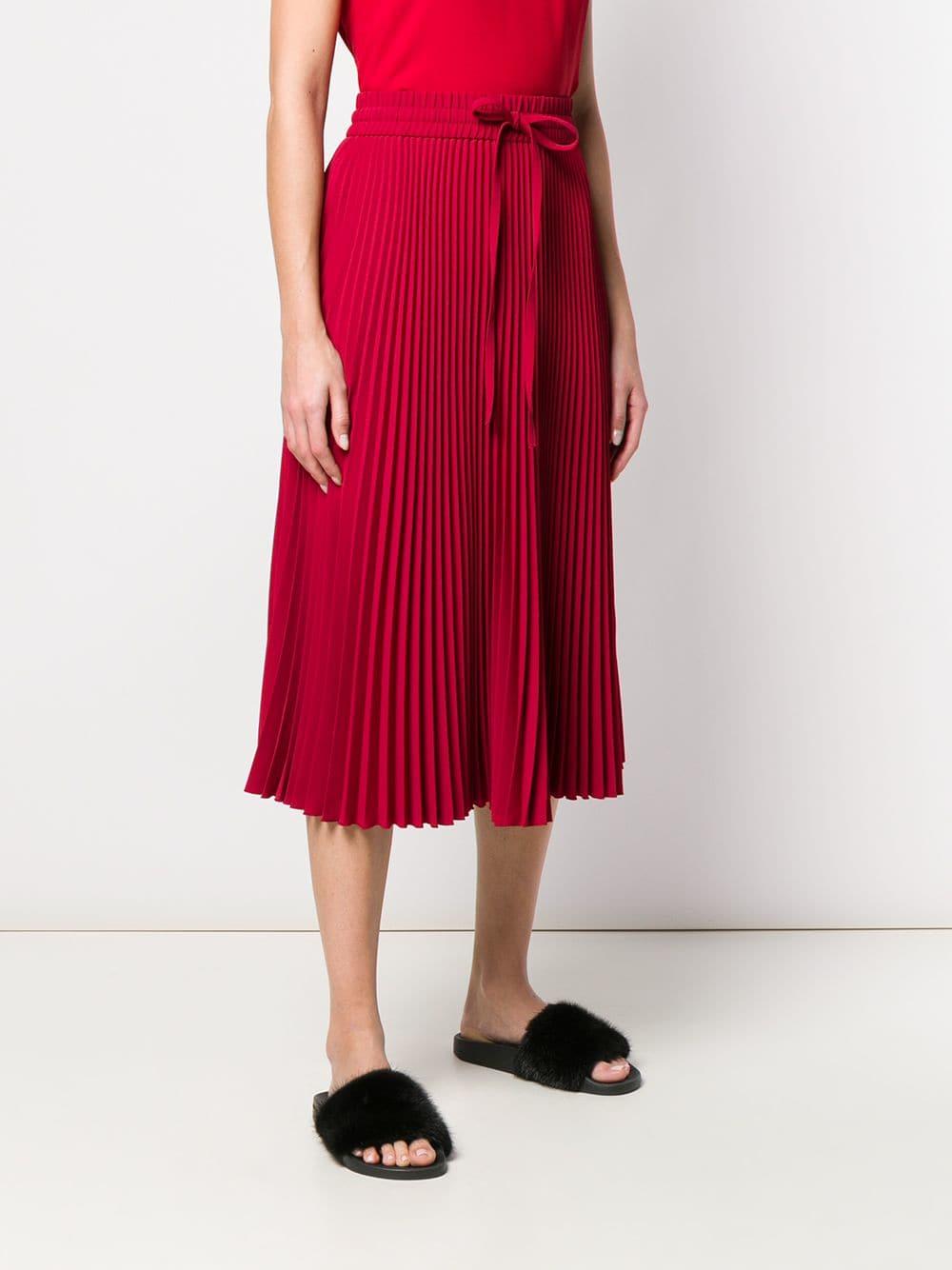 Lyst - RED Valentino Pleated Midi Skirt in Red